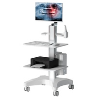 Prix de gros de meubles hospitaliers chariot médical avec scanner oral ordinateur portable et 2 plateaux pour clinique