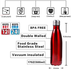 Bottiglie di acqua isolate bevanda di forma di cola dell'acciaio inossidabile del rame della doppia parete di sport di vuoto 500ml con il logo su ordinazione - Product Image 3