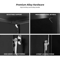 Armoire de classement moderne à 2 portes en acier, meuble de rangement de bureau avec 5 étagères réglables et poignée en alliage en forme de L pour documents et outils