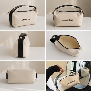 Eco-Friendly Reusable Cosmetics <b>Bag</b> Cotton Zipper Medium Capacity Logo Custom Printing Canvas Makeup <b>Bag</b> - Product Image 5