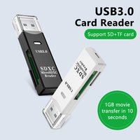 Lector de Tarjetas 2 en 1 de Alta Velocidad USB 3.0, Adaptador para Tarjetas de Memoria Micro SD y TF para PC y Portátil, Tecnología USB 3.0