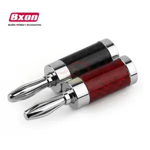High Quality Carbon fiber 4mm Banana Plug for speaker wire With Black and Red Shell Color
