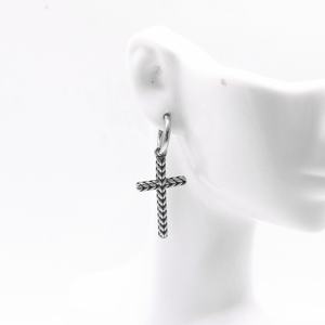 Aros Huggie para Hombre, Acero Inoxidable 316L Hipoalergénico, con Cruz Trenzada, Estilo Vintage Punk Gótico - Product Image 5