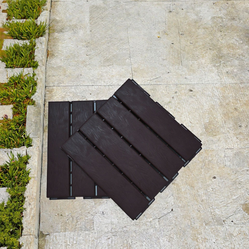 PP Interlocking Deck Tiles 3D Wood Grain Outdoor Flooring Pavers ...