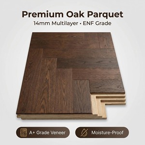 Parquet en chêne blanc multicouche pour salon, pose parquet chevron à clipser, vente flash - Product Image 1
