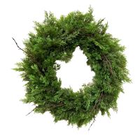 Dekorasi Natal Karangan Bunga Daun Cypress Hijau PVC Plastik Buatan, Untaian Pinus, Karangan Bunga Dekoratif untuk Dalam Ruangan, Pintu, Jendela, Dekorasi Liburan Rumah