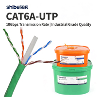 Cable de Cobre UTP Sólido CAT6A de Alto Rendimiento Marca Shibei, 10Gbps, 500MHz, 23AWG BC, Sin Blindaje, para Redes Domésticas Ethernet