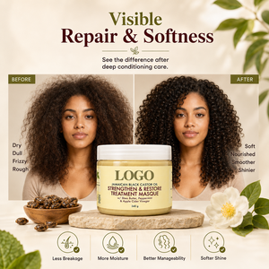 Masque capillaire traitant fortifiant et réparateur au beurre de karité et à la menthe poivrée, avec logo personnalisé, 12 oz - Product Image 2