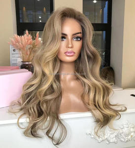 Top Grade Europese Rauwe Menselijk Haar Hoogtepunt Champagne Kleur Body Wave Hd Transparant Kant Joodse Pruik Pre Geplukt Met Baby haar - Product Image 1