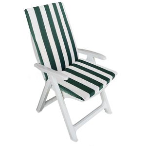 Cuscino per Sdraio da Giardino 45x110 cm Verde Bianco a Righe per Schienale Uso Esterno - Product Image 1