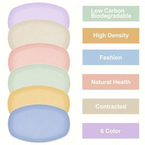 Ensemble de vaisselle en paille de blé incassable, 6 pièces, compatible micro-ondes, assiettes colorées de 11,5 pouces, récipient alimentaire biodégradable - Product Image 2