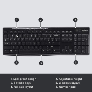 Clavier et souris sans fil Logitech MK270 pour jeux, ordinateur portable, tablette, commutateur, bureau, ergonomie russe personnalisée - Product Image 6