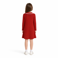 Robe en tricot pour enfants avec logo personnalisé, tricotée, à manches longues, col polo, couleur unie, décontractée, hiver, mélange acrylique, usine OEM & ODM