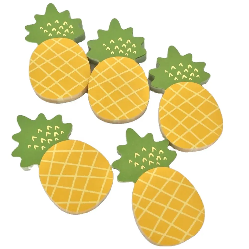 Factory Custom Leuke Grappige Geel Ananas Fruit Vorm Printing Notitie/Memo Pad