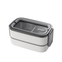 Boîte à lunch isotherme à double étage en acier inoxydable 316 avec compartiments, compatible micro-ondes, capacité 1-3L, design moderne et simple