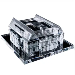 High quality miniature k9 crystal laser engraved 3d models famous buildings souvenirs