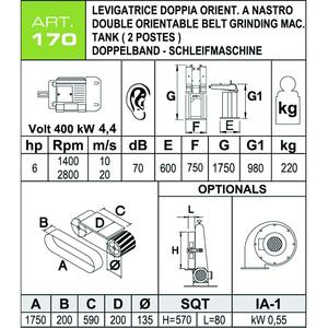 Ponceuse à bande Aceti 200x1750mm avec double bras pivotant, 4.4kW - Product Image 3