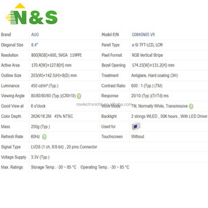 Écran LCD robuste G084SN05 V9 de 8.4 pouces pour terminal de contrôle industriel POS, Original, neuf, en Stock - Product Image 2