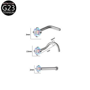 Piercing de nez en titane G23 avec insert à <span class=keywords><strong>aiguille</strong></span> fine, tige en <span class=keywords><strong>L</strong></span>, tige en S, anneau de nez en zircon, bijoux de piercing corporel - Product Image 6