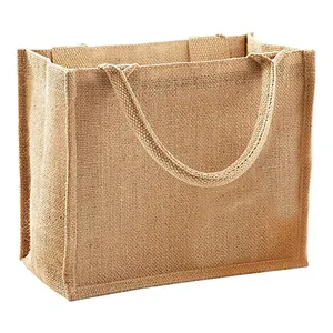 도매 주문 고품질 큰 Eco 면 리넨 핸드백 Hessian 대마 황마 식료품류 쇼핑 끈달린 가방