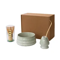JY Nouvel Ensemble de Thé Matcha en Céramique Élégant Coffret Cadeau avec Support pour Livres et Bol Design de Style Japonais pour la Cérémonie du Thé