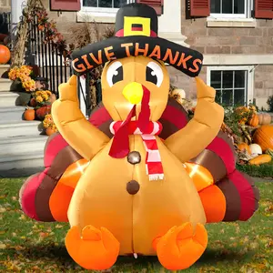 Turquie gonflable géante de 6FT pour des décorations de jour de Thanksgiving Turquie gonflable avec des lumières de LED