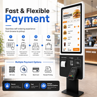 Terminal de commande automatique personnalisé pour les chaînes de restaurants, gestion de menu à distance, paiement POS, Intel Core I5, sur pied