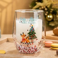 Tasses en verre à double paroi style Noël perlées pour salon, salle à manger, bar, tasses tendance en verre borosilicate de haute qualité