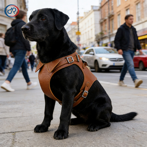 Harnais pour <span class=keywords><strong>chien</strong></span> OKKPETS en cuir PU de qualité supérieure, réglable, sans traction, avec boucles métalliques et anneaux en D pour toutes les tailles de chiens - Product Image 2