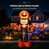 Décoration gonflable d'Halloween, squelette lumineux, à brancher sur le secteur, LED électrique, pour extérieur, jardin, pelouse, fête