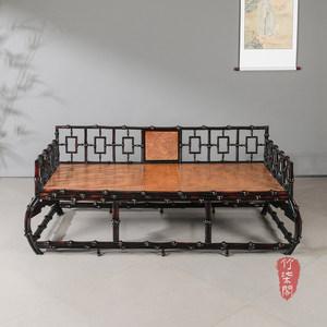 Bamboo Luohan Bed Lacquered Tang Style With Kang Table Chinese Multifunction Sofa Bed - Product Image 2