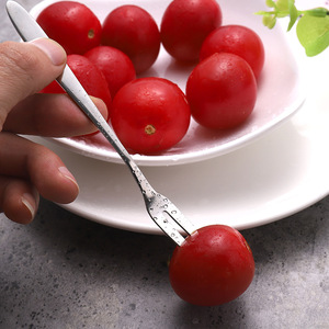 Fourchettes à fruits en acier inoxydable 304, cuillères à dessert à deux dents, piques à apéritif mignonnes en forme de gâteau de lune, couverts - Product Image 4