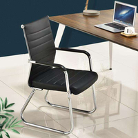 Chaise de bureau ergonomique moderne en maille avec siège en cuir PU, accoudoirs fixes, structure métallique - Chaise de conférence