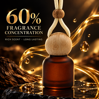 Diffuseur d'arômes suspendu pour voiture en verre givré ambré avec bouchon en bois 8ml, couleur personnalisée, boîte cadeau, OEM ODM, vente en gros