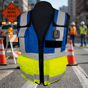 High Visibility Reflective Safety Vest Multi Storage Pocket Front Zipper <b>Waterproof</b> Breathable Unisex Workwear for Road <b>Work</b> - Product Image 1