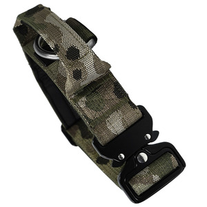 Collier tactique camouflage pour chien, sangle en nylon, doublure intérieure douce, boucle à dégagement rapide en métal réglable, pour l'entraînement en extérieur - Product Image 1