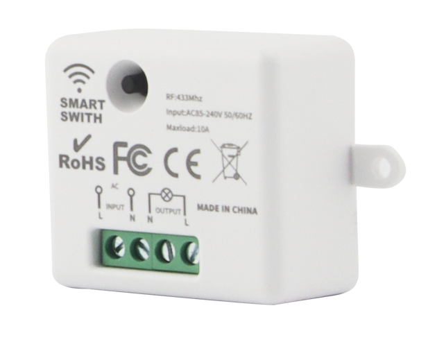 Mini 433Mhz RF Smart Life Wireless Wall Switch 220V 10A LED Lamp on off Controller with Home Remote