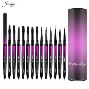 Ensemble de 13 pinceaux à ongles à manche métallique violet dégradé, ultra fins, pour liner et détails, pour vernis gel, directement de l'usine - Product Image 2