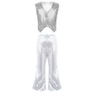 Traje de Baile de Salón Estándar para Niños y Niñas de 7 a 14 Años, Chaleco con Pantalones Acampanados para Actuaciones en Escenario, Baile Hip-Hop y Jazz - Product Image 2