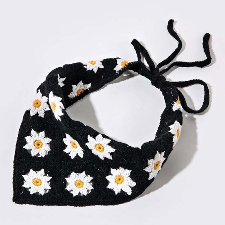 Женская трикотажная однотонная повязка на голову с цветочным принтом