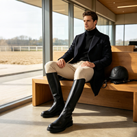 Bottes d'équitation hautes unisexes en cuir véritable 100% avec fermeture éclair, antidérapantes, imperméables, respirantes, toutes saisons