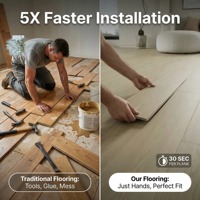 Parquet en chêne européen à clipser magnétiquement, installation sans outil avec dalles amovibles pour usage en parc, garantie 5 ans