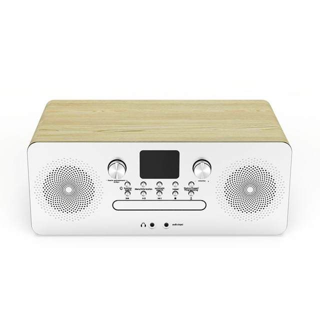 Portable DAB SD CD AM FM Radio MP3 Enhanced Bass Sound Cassette Player Boombox for 7m Wireless Streaming Wood Material