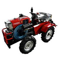 Cultivador de Jardín, Mini Tractor de 18 Caballos de Fuerza, 4x4, Tractor Compacto con Transmisión de Engranajes para Trabajo Agrícola en Montaña