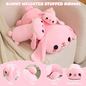 Nuovo Coniglio di Peluche Personalizzato con Perline Ponderate, Simpatico Cuscino Giocattolo di Peluche, Regali di Pasqua per Adulti e Bambini - Product Image 3