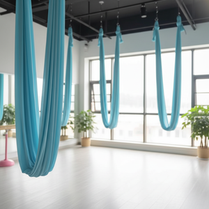 Hamac de yoga aérien, hamac <span class=keywords><strong>volant</strong></span> rose avec support, hamac de yoga à inversion de gravité pour la maison et la salle de sport - Product Image 1