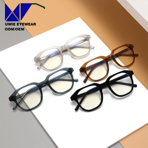 Lunettes <span class=keywords><strong>de</strong></span> vue unisexes tendance TAC, monture ronde pleine bordure, charnières métalliques, verres anti-lumière bleue, protection UV400, pour tous les types <span class=keywords><strong>de</strong></span> visages - Product Image 1