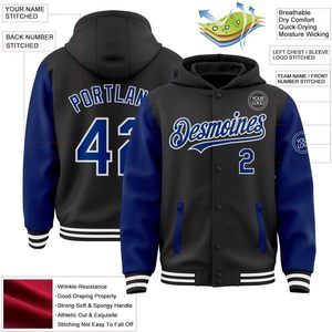 Personalized Baseball Hoodie <b>Jacket</b> Varsity Letterman Team Sport Uniform with Pocket Unisex Autumn Breathable - Product Image 1