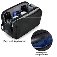 Trousse de Toilette de Voyage Imperméable pour Homme, Organisateur de Rasage avec Multiples Poches pour Accessoires Essentiels de Soin Personnel