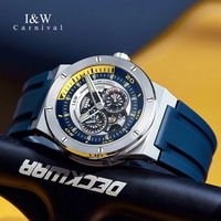 Jam Tangan Skeleton Pria, Jam Tangan Skeleton, Jam Tangan Otomatis, I & W, Gerakan Jepang, Safir, HD, Bercahaya, 50M, Tahan Air, Montre Homme, 2022